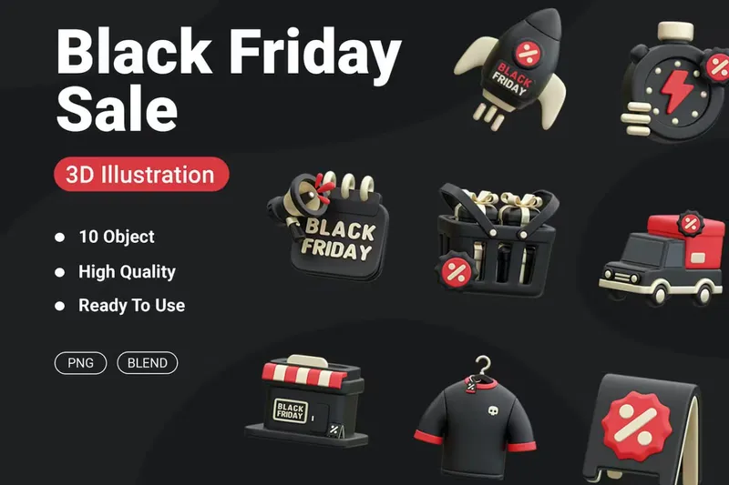 3d black friday icon pack