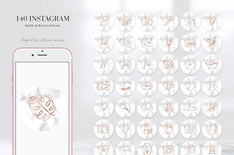 Free 140 rose gold icon set