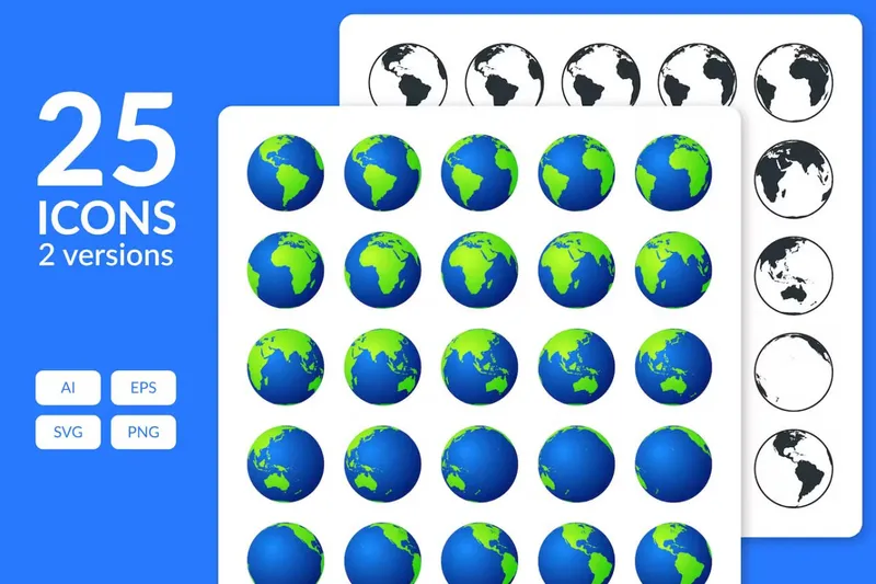 Free 25 earth icons pack