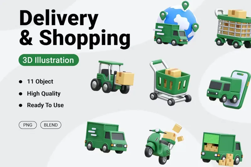 Free 3d icon delivery and shoping