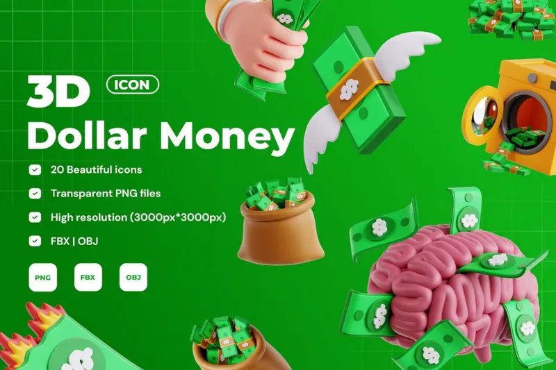 Free 3d icon dolar money
