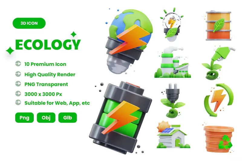 Free 3d icons ecology
