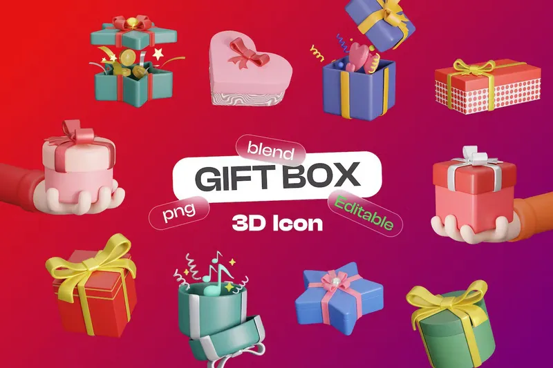 Free 3d icons party giftbox
