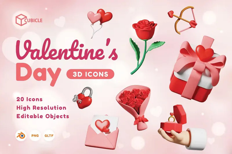 Free 3d icons valentine packs
