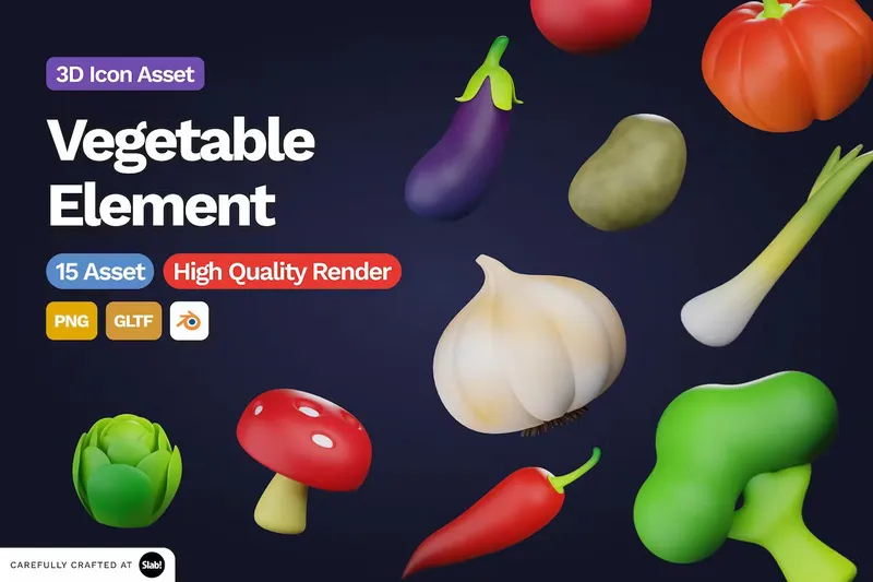 Free 3d icons vegetables