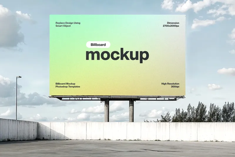 Free big wall gradient mock up
