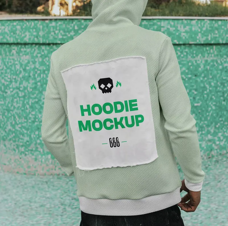 Free gray back hoodie mock up
