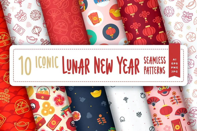 Free iconic seamless lunar year pack