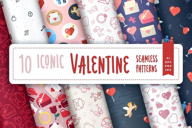Free iconic seamless valentine pack