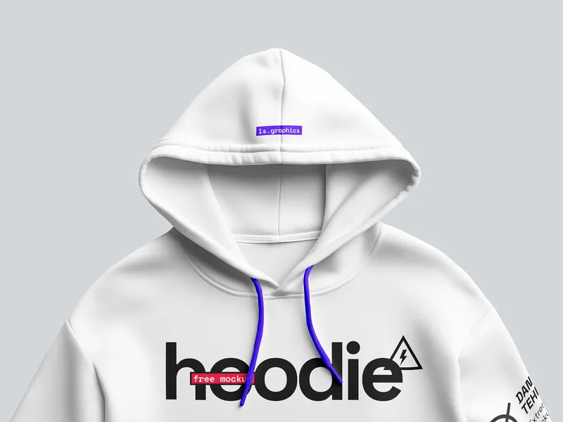 Free isolated white front hoodie mock up