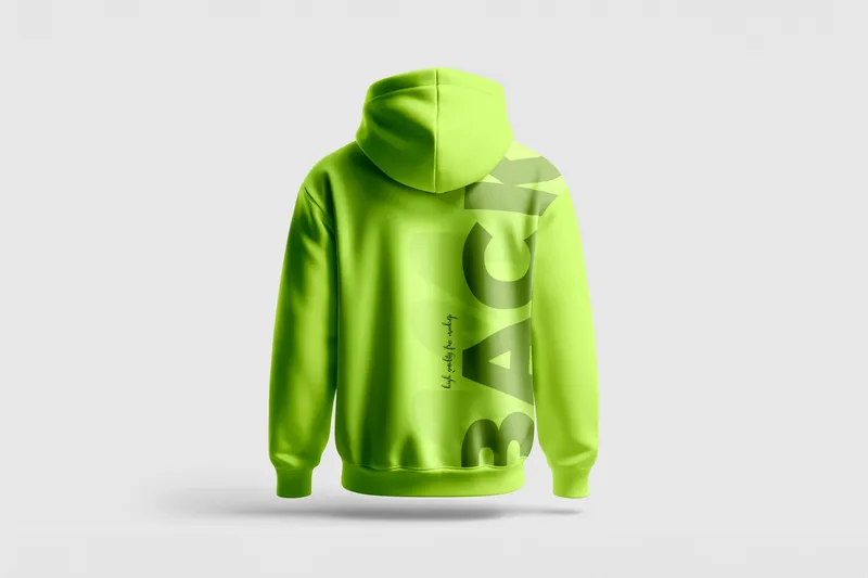Free lime green back hoodie mock up