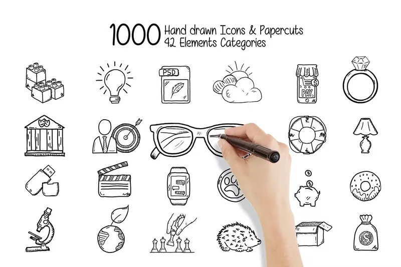 Free mega hand draw icon set