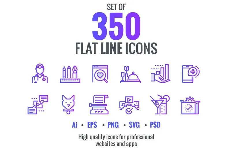 Free mega pack gradient flat icons