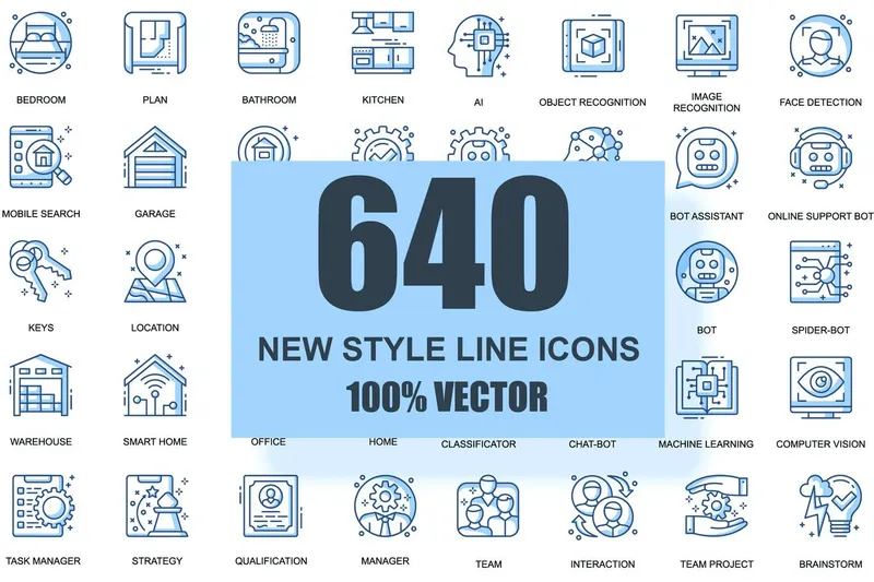 Free mega thin line icons set