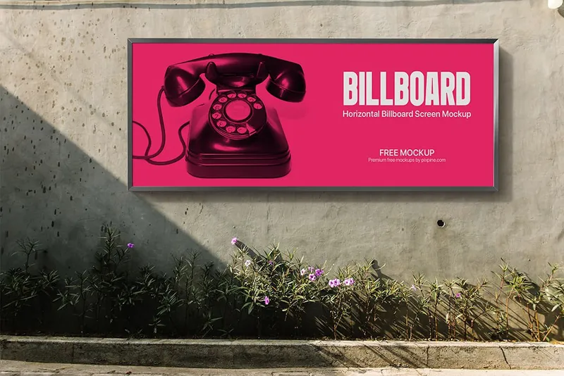 Free mini billboard  on concrete mock up
