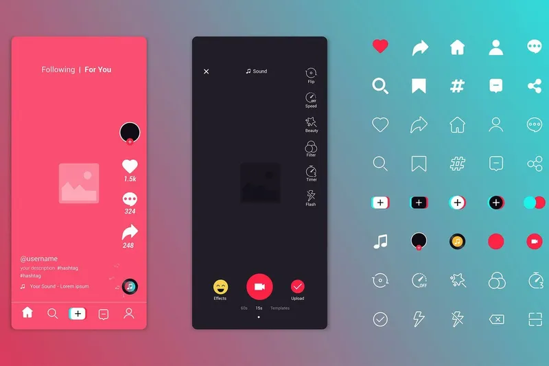 Free mobile apps screen and icons set