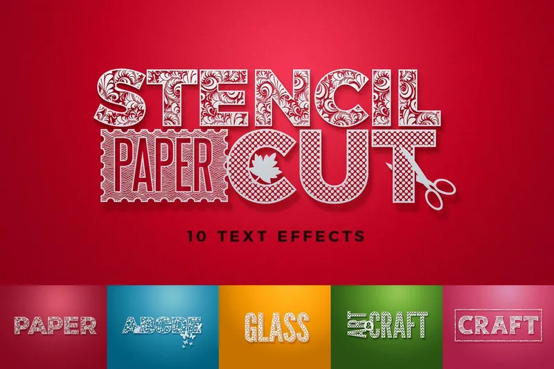 Free papper cut pencil text effect