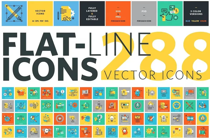 Free set of flat line icon