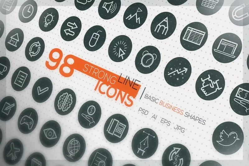 Free strong lines icon bundle
