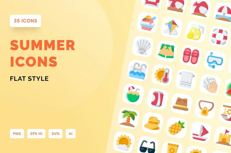 Free summer flat icons style