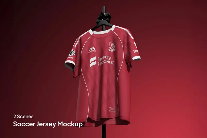 Red football jersey mock up